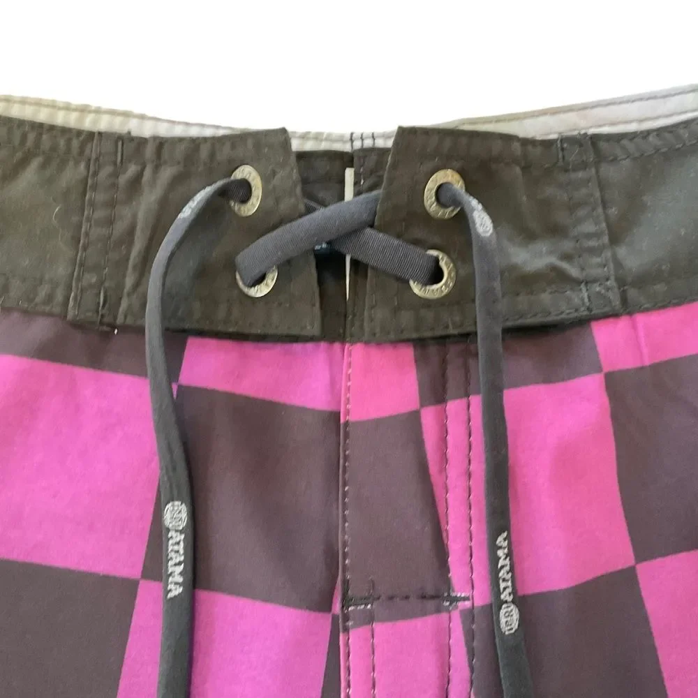 NWOT Atama Shorts Boardshorts Men’s 34-35 Purple Checkered MMA Jiu Jitsu Brazil